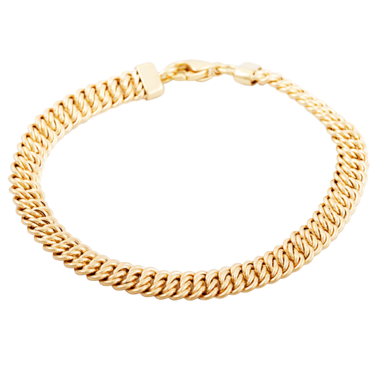 Bracelet en or jaune, maille américaine 6.2 mm - 6,6 mm