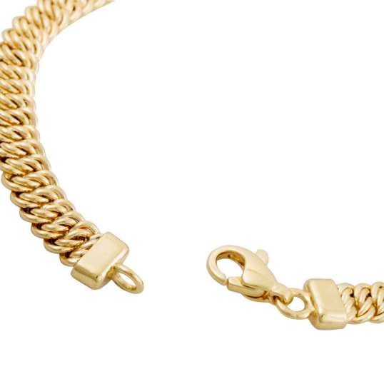 Bracelet en or jaune, maille américaine 6.2 mm - 6,6 mm