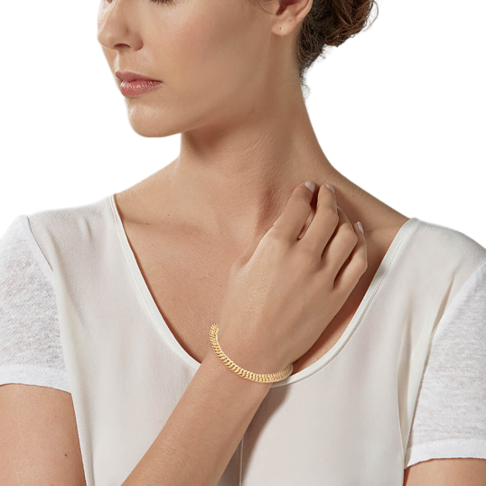 Bracelet en or jaune, maille américaine 6.2 mm - 6,6 mm