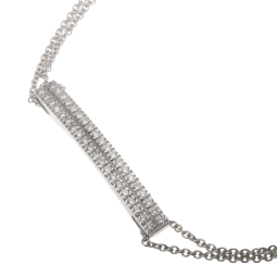 Bracelet double chaîne en or gris et 2 rangs diamants