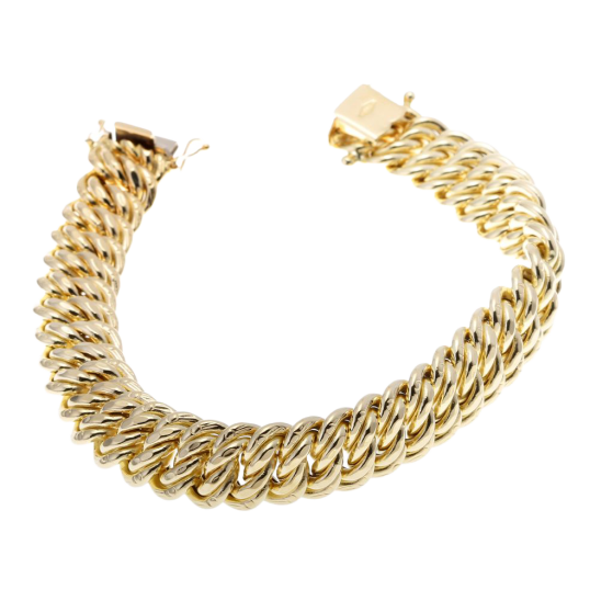 Bracelet en or jaune,  maille americaine 11.2 mm - 11.6 mm