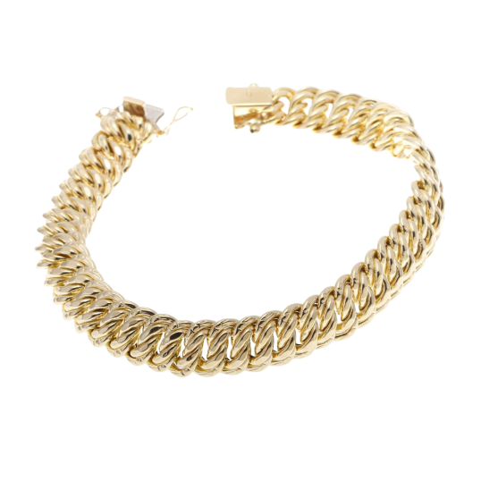 Bracelet en or jaune,  maille americaine 9.4 mm - 9.8 mm