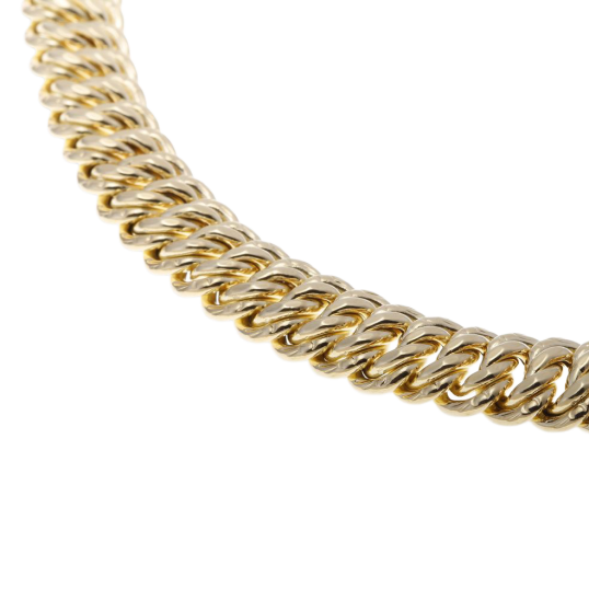Bracelet en or jaune,  maille americaine 9.4 mm - 9.8 mm
