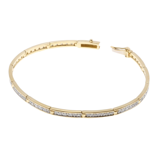 Bracelet barrettes en or jaune et rhodié, diamants 19.5cm Bracelet barrettes en or jaune et rhodié, diamants 19.5cm