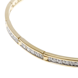 Bracelet barrettes en or jaune et rhodié, diamants 19.5cm