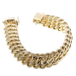 Bracelet en or jaune, maille americaine 15.5 mm - 15.9 mm