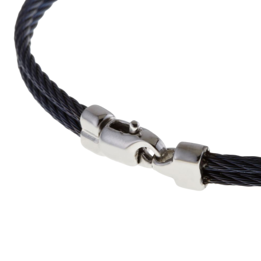 Bracelet jonc en or jaune, acier et cable acier