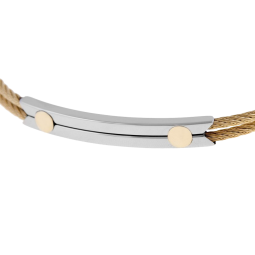 Bracelet jonc en acier, cable et or jaune