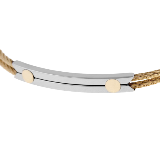 Bracelet jonc en acier, cable et or jaune
