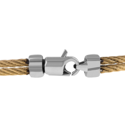 Bracelet jonc en acier, cable et or jaune