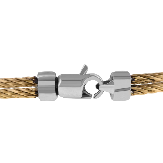 Bracelet jonc en acier, cable et or jaune