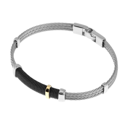 Bracelet en or jaune , acier et acier noir