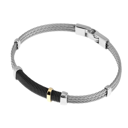 Bracelet en or jaune , acier et acier noir Bracelet en or jaune , acier et acier noir