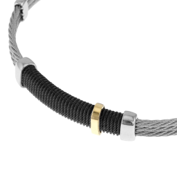 Bracelet en or jaune , acier et acier noir
