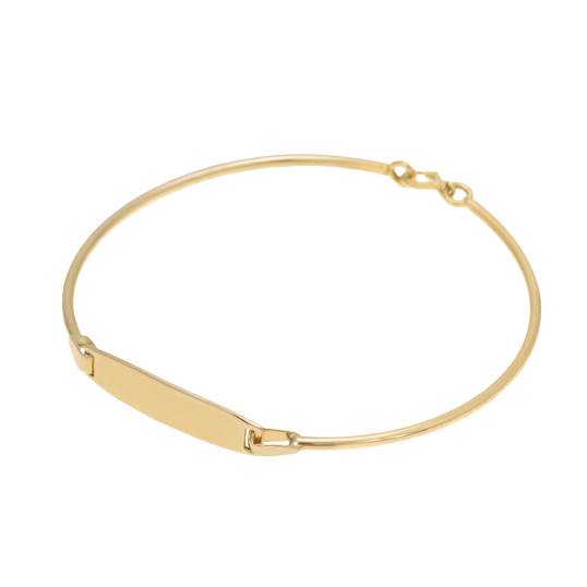 Bracelet jonc en or jaune plaque rectangulaire