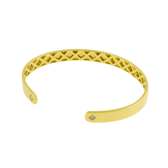 Bracelet jonc ouvert en or jaune et diamants Bracelet jonc ouvert en or jaune et diamants