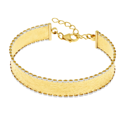 Bracelet jonc en or jaune et rhodié