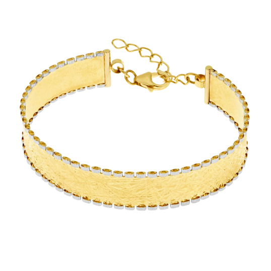 Bracelet jonc en or jaune et rhodié