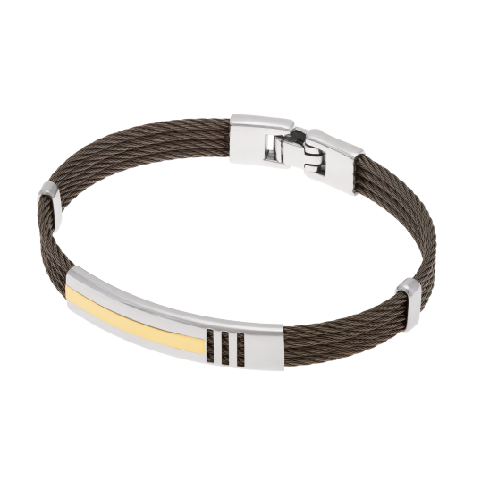 Bracelet jonc en or jaune et acier Bracelet jonc en or jaune et acier