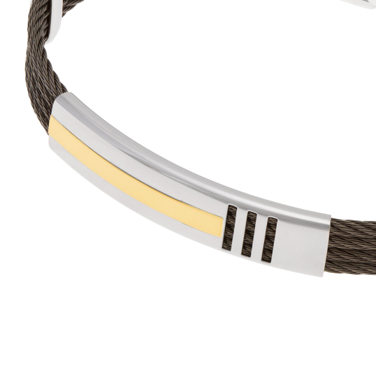 Bracelet jonc en or jaune et acier Bracelet jonc en or jaune et acier