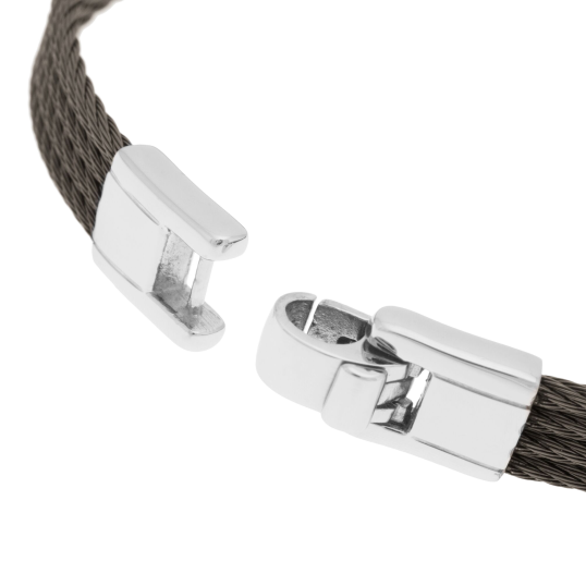 Bracelet jonc en or jaune et acier Bracelet jonc en or jaune et acier