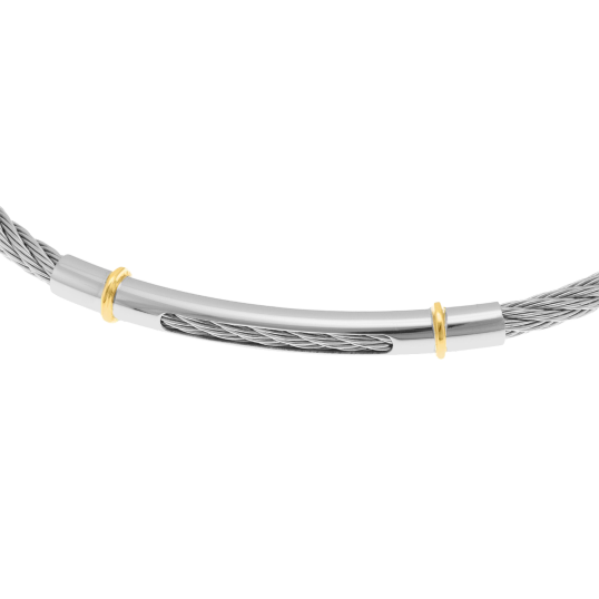 Bracelet jonc en or jaune et acier
