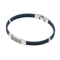 Bracelet jonc en or jaune, acier, 3 câbles