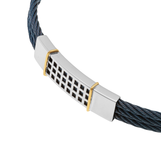 Bracelet jonc en or jaune, acier, 3 câbles Bracelet jonc en or jaune, acier, 3 câbles