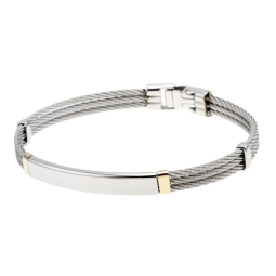 Bracelet en or jaune, acier et câble acier