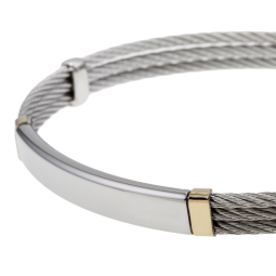 Bracelet en or jaune, acier et câble acier