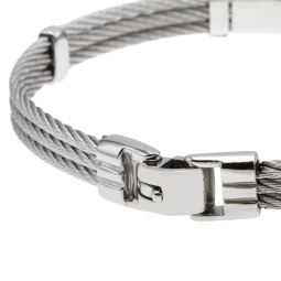 Bracelet en or jaune, acier et câble acier