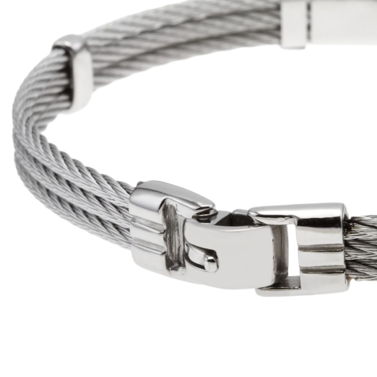 Bracelet en or jaune, acier et câble acier