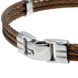 Bracelet en or jaune, acier et câble acier