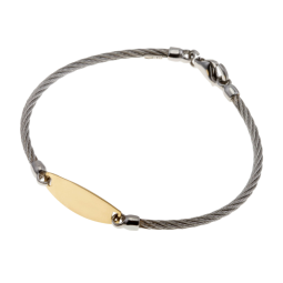 Bracelet identité bébé en or jaune et acier