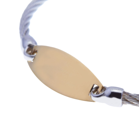 Bracelet identité bébé en or jaune et acier