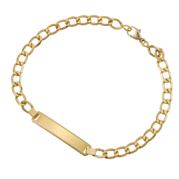 Bracelet identité en or jaune, maille gourmette