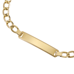 Bracelet identité en or jaune, maille gourmette