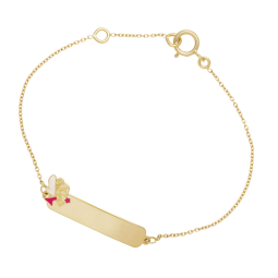 Bracelet identité en or jaune et laque, fée