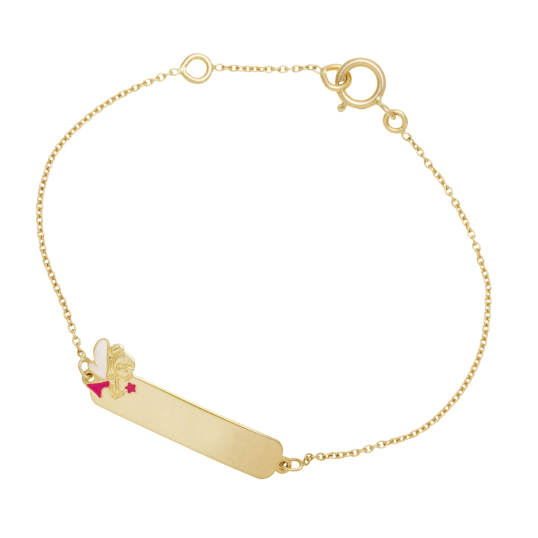 Bracelet identité en or jaune et laque, fée