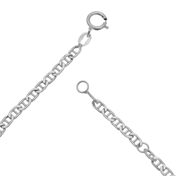 Bracelet identité bébé en or gris, maille marine, plaque rectangle