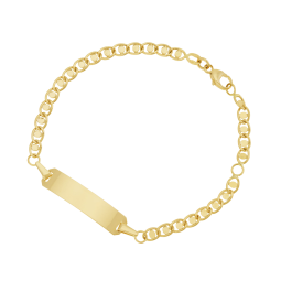 Bracelet identité en or jaune, plaque rectangle
