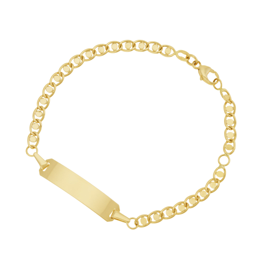 Bracelet identité en or jaune, plaque rectangle