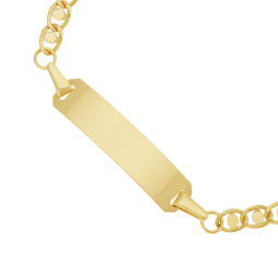 Bracelet identité en or jaune, plaque rectangle