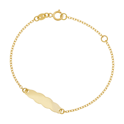 Bracelet identité en or jaune, plaque nuage