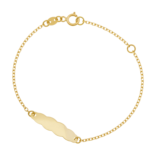 Bracelet identité en or jaune, plaque nuage