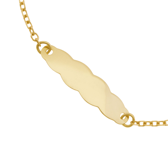 Bracelet identité en or jaune, plaque nuage