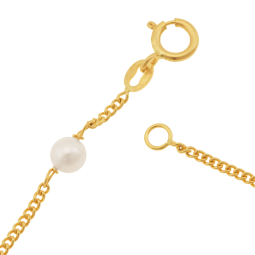 Bracelet identité en or jaune et perles de culture