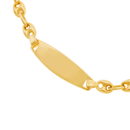 Bracelet identité en or jaune, maille grain de café