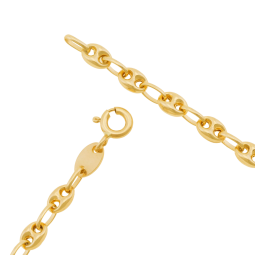 Bracelet identité en or jaune, maille grain de café