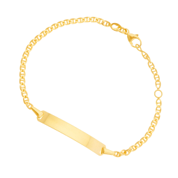 Bracelet identité en or jaune, maille marine barré